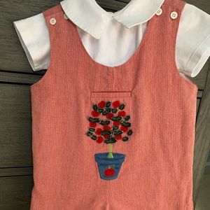 3T Shortalls with shirt and cardigan